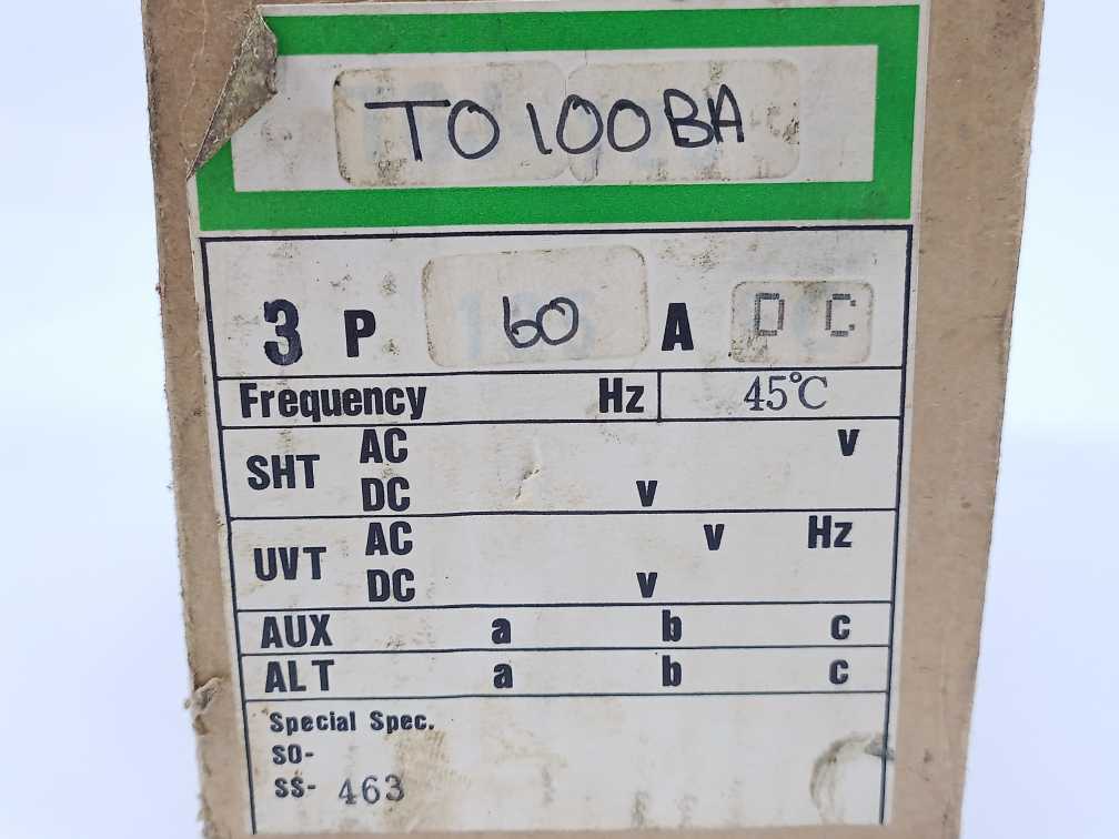 Terasaki Electric T0-100BA 3-P 60A Circuit Breaker
