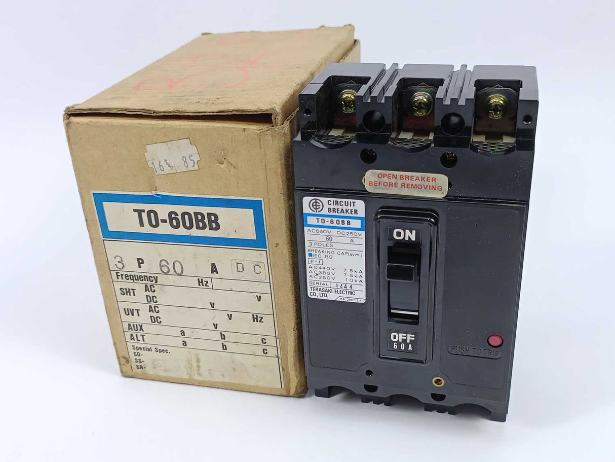 Terasaki Electric T0-60BB 3-Pole 60A Circuit Breaker