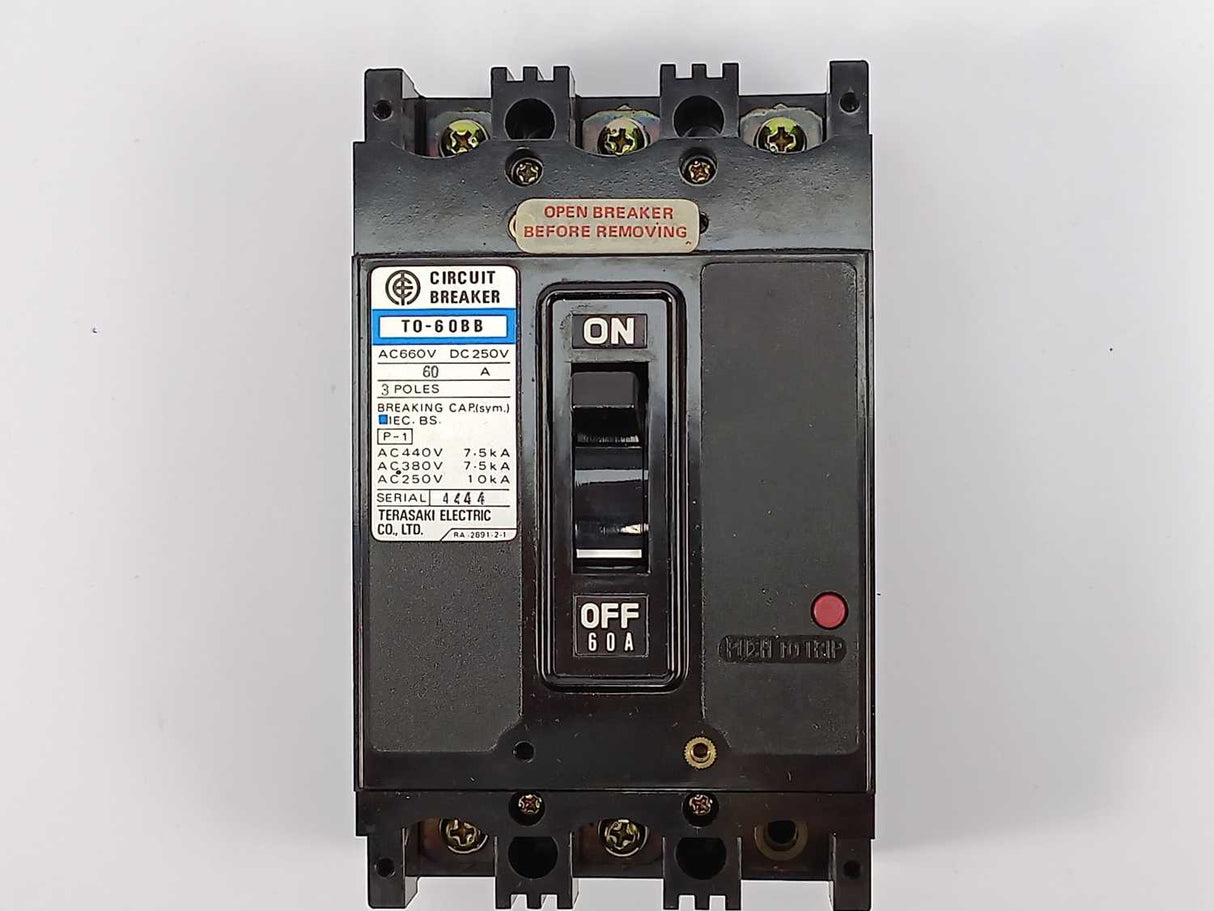 Terasaki Electric T0-60BB 3-Pole 60A Circuit Breaker