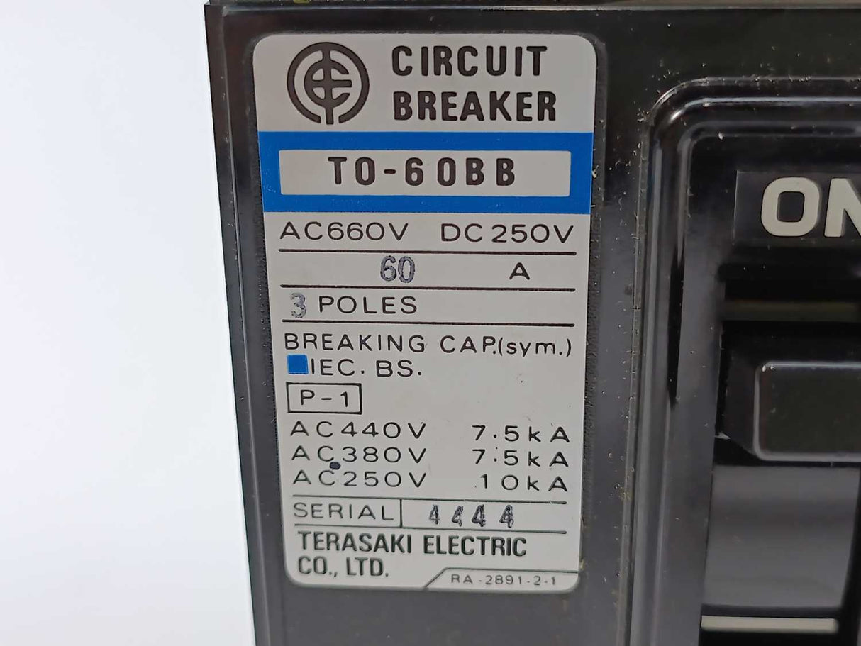 Terasaki Electric T0-60BB 3-Pole 60A Circuit Breaker