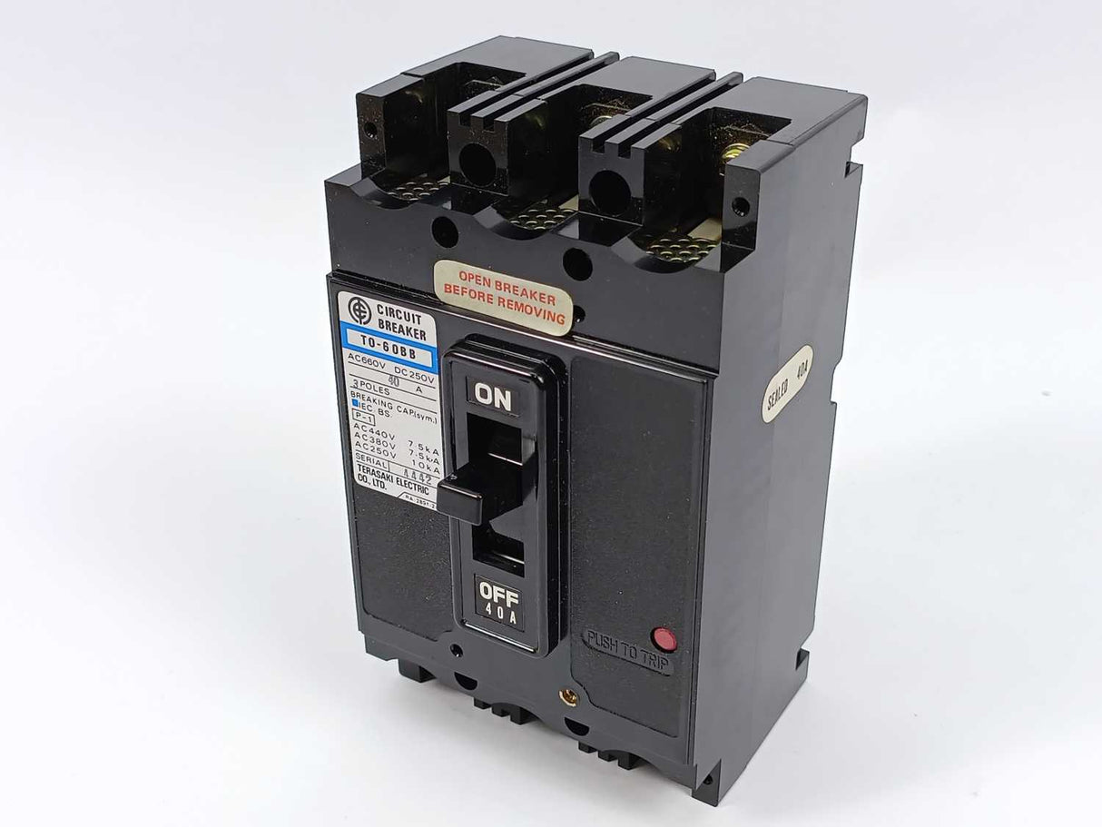 Terasaki Electric T0-60BB 3-Pole 40A Circuit Breaker