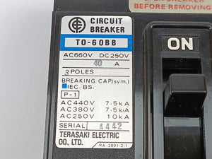 Terasaki Electric T0-60BB 3-Pole 40A Circuit Breaker