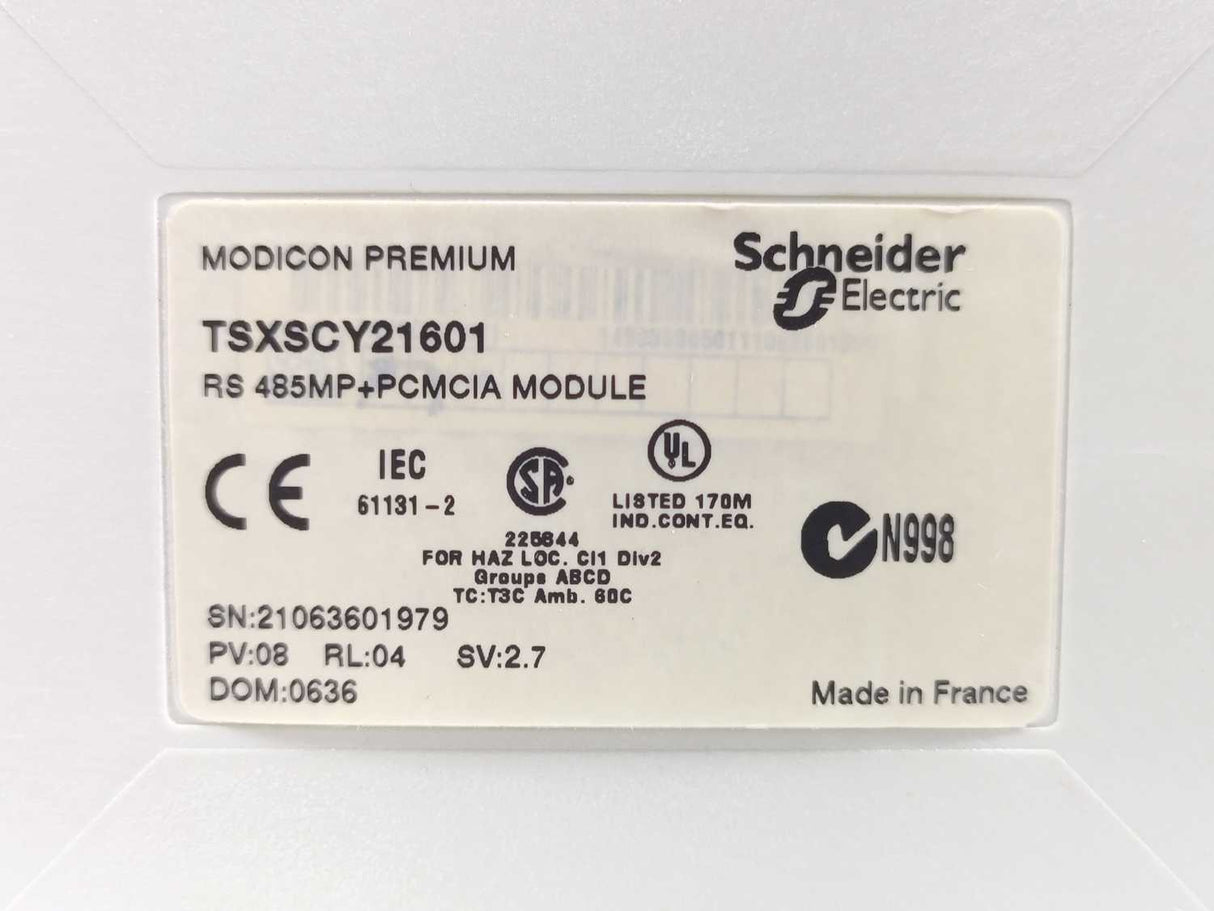 Schneider Electric TSXSCY21601 RS485+PCMCIA Communication Module