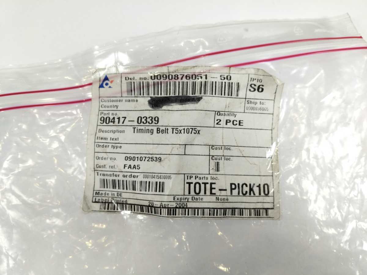Tetra Pak 90417-0339 Timing Belt T5x1075x Batch 2pcs.