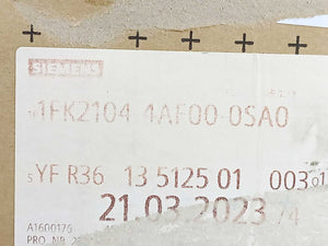 Siemens 1FK2104-4AF00-0SA0 SIMOTICS S-1FK2 HD Servo Motor M0=1.27 Nm; PN= 0.4 kW