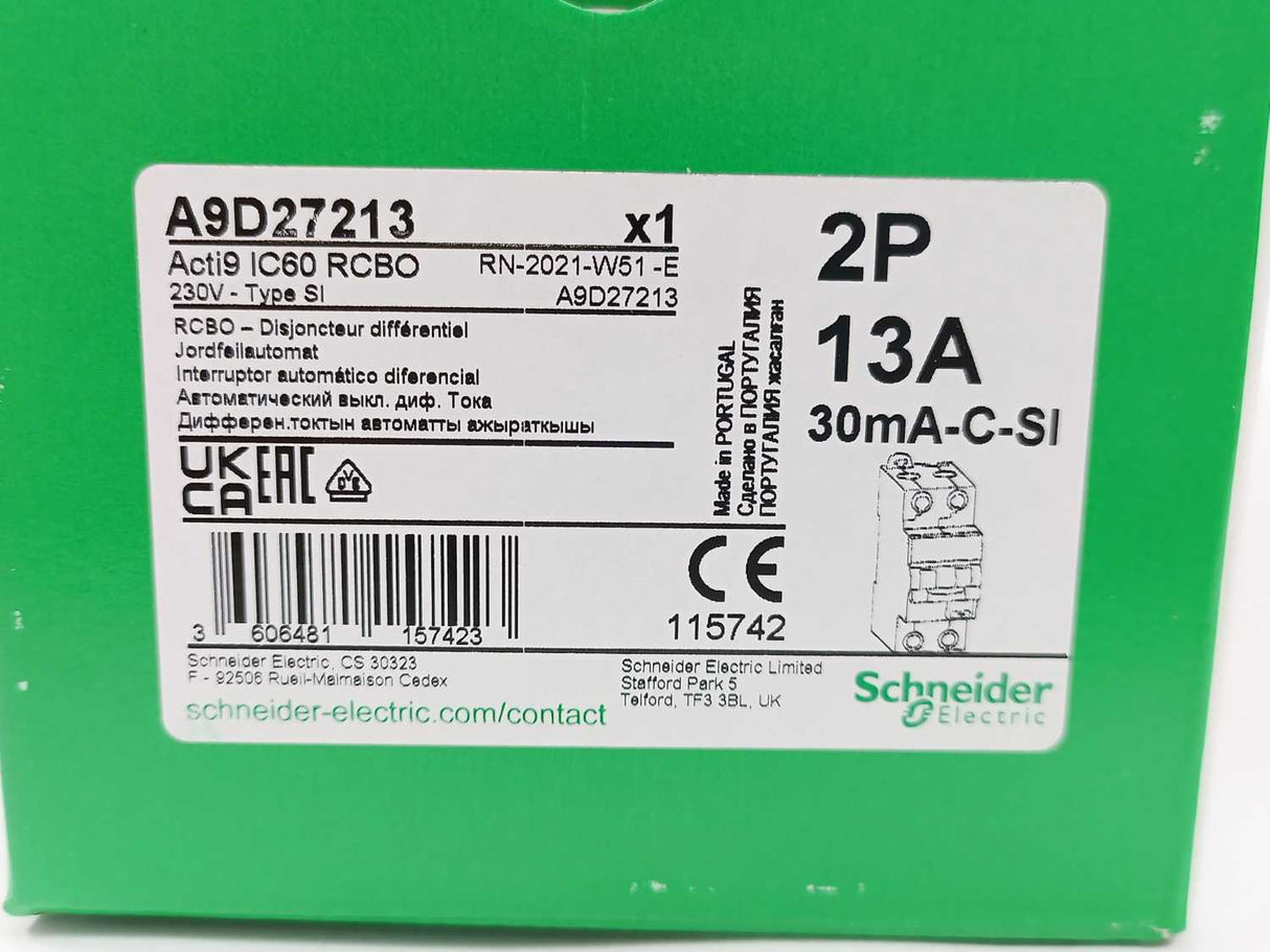 Schneider Electric A9D27213 Residual Current Breaker RCBO Batch 6 pcs.