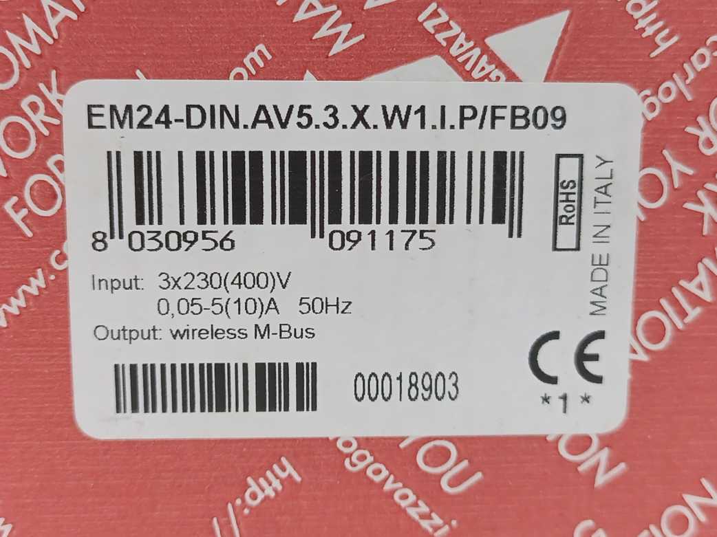 Carlo Gavazzi EM24-DIN.AV5.3.X.W1.I.P/FB09 Energy Analyzer, 3x230(400)V