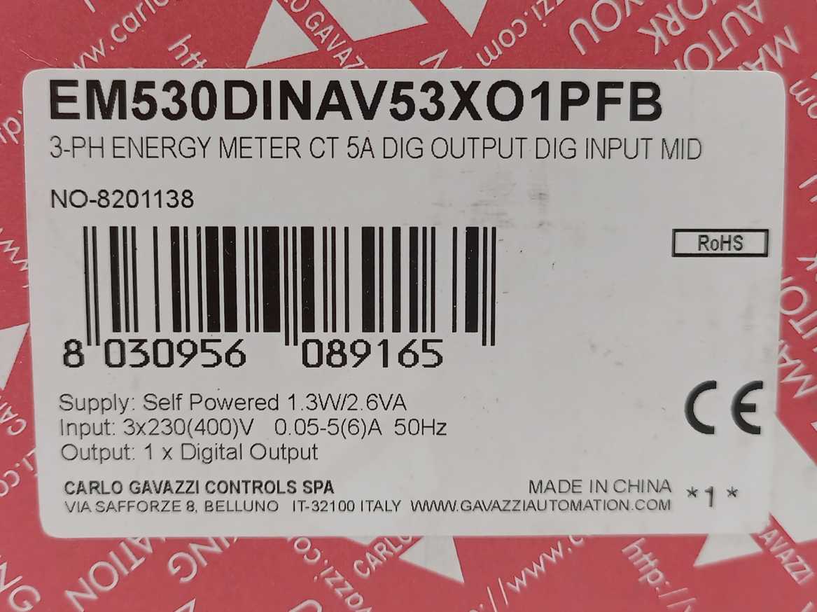Carlo Gavazzi EM530DINAV53XO1PFB Three-phase MID Energy Analyzer