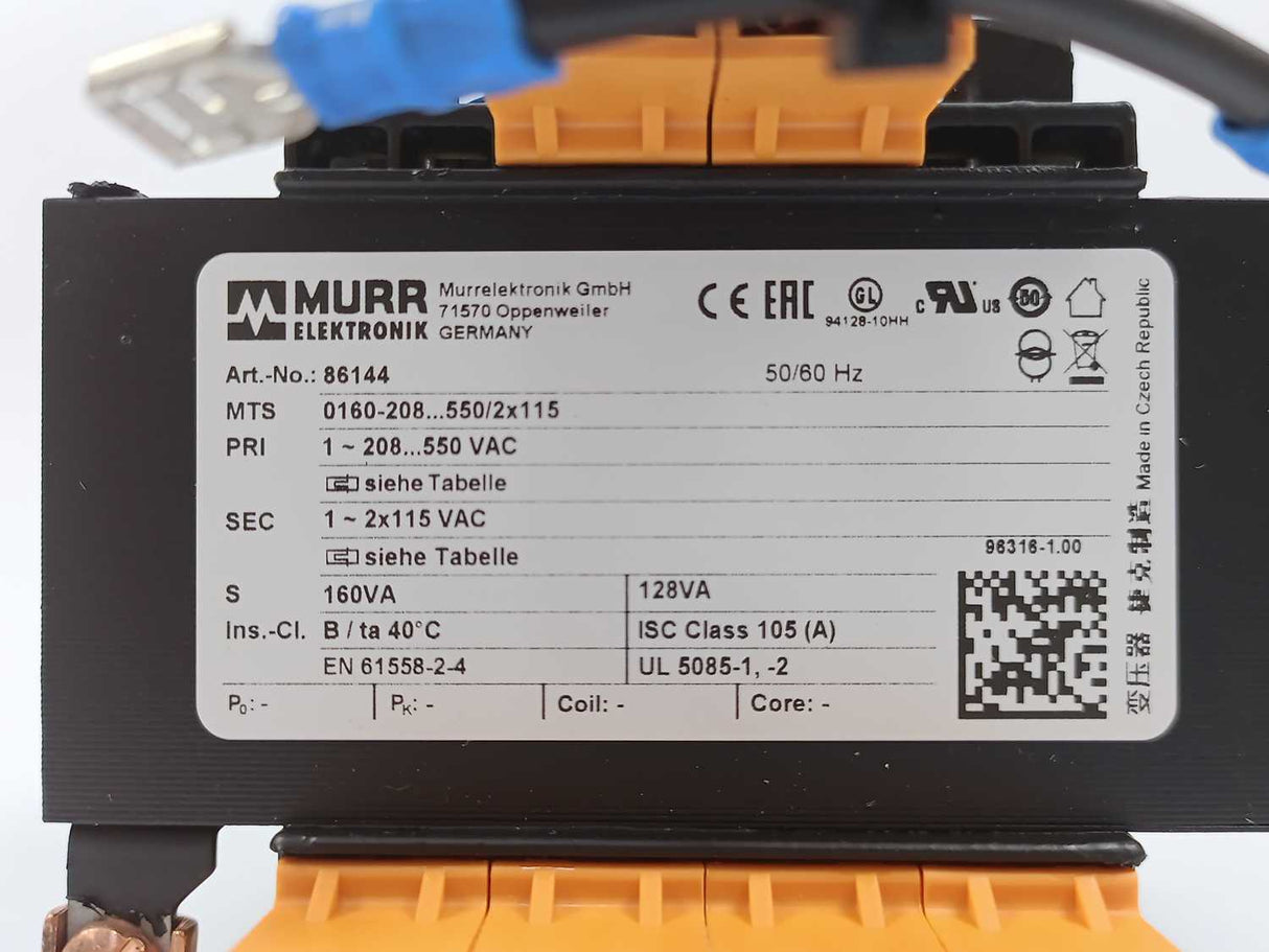 MURR Elektronik 86144 MST 1-phase Control and Isolation Transformer