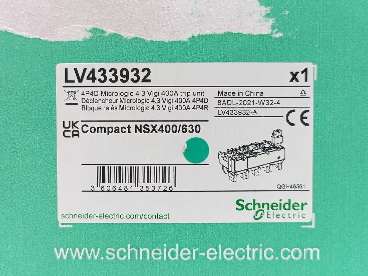 Schneider Electric LV433932 Trip Unit MicroLogic 4.3 for ComPact NSX 400/630
