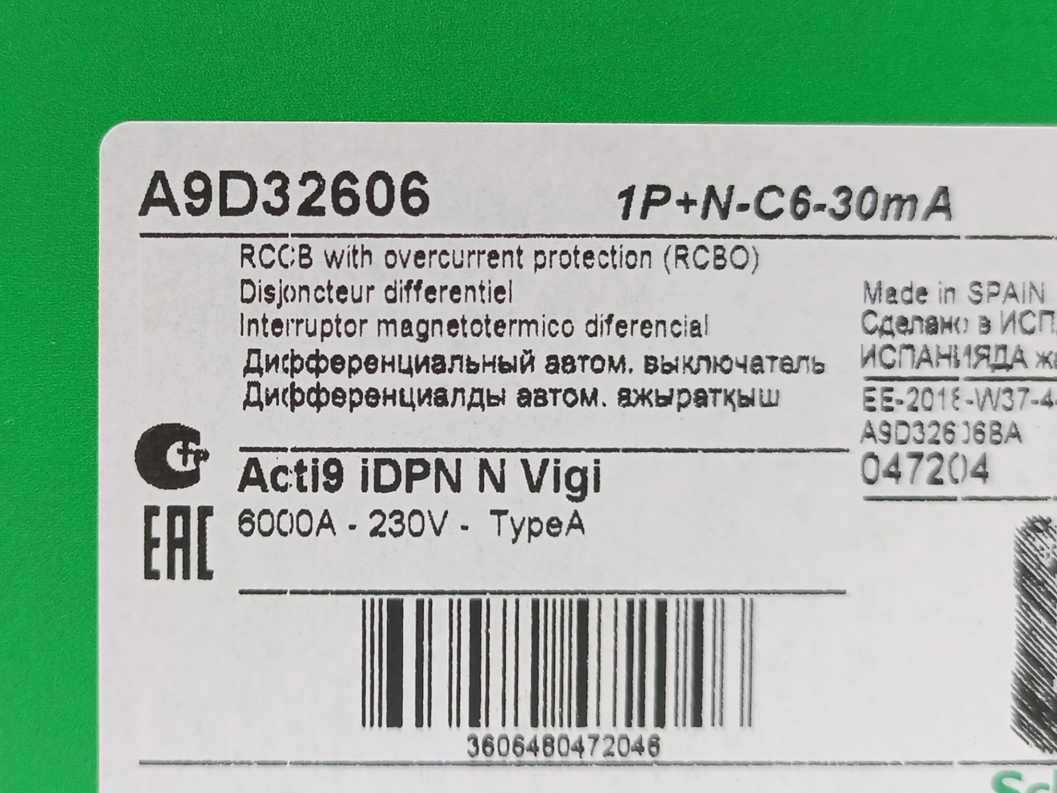 Schneider Electric A9D32606 Residual Current Breaker 2pcs.