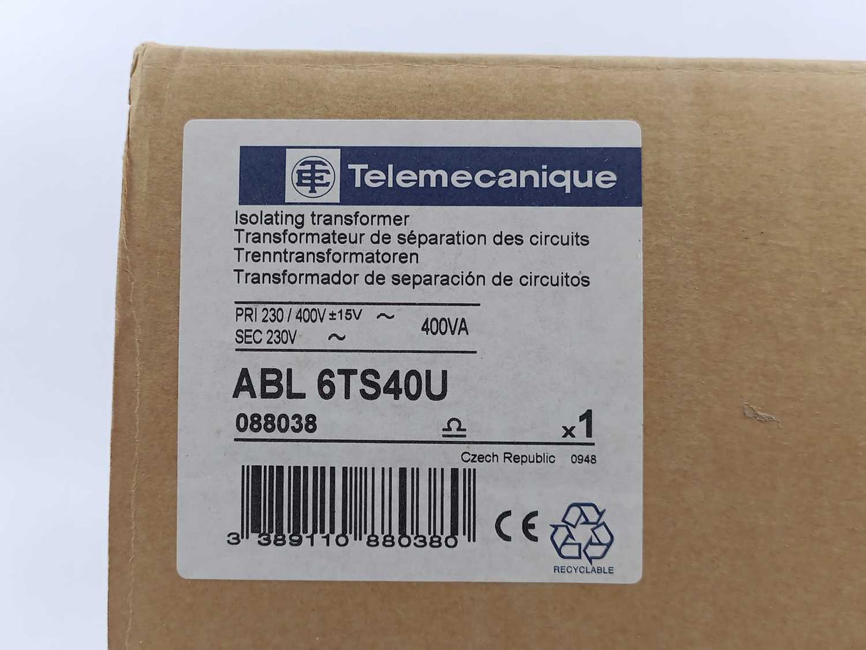 Schneider / Telemecanique ABL6TS40U Isolating Voltage Transformers, 230V, 400V, 230 V, 400 VA, 50Hz / 60Hz