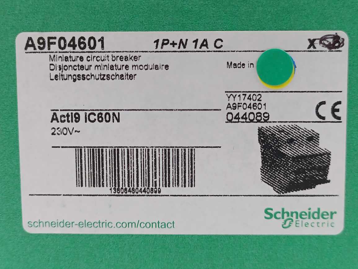 Schneider Electric A9F04601 Miniature Circuit Breaker 5pcs.