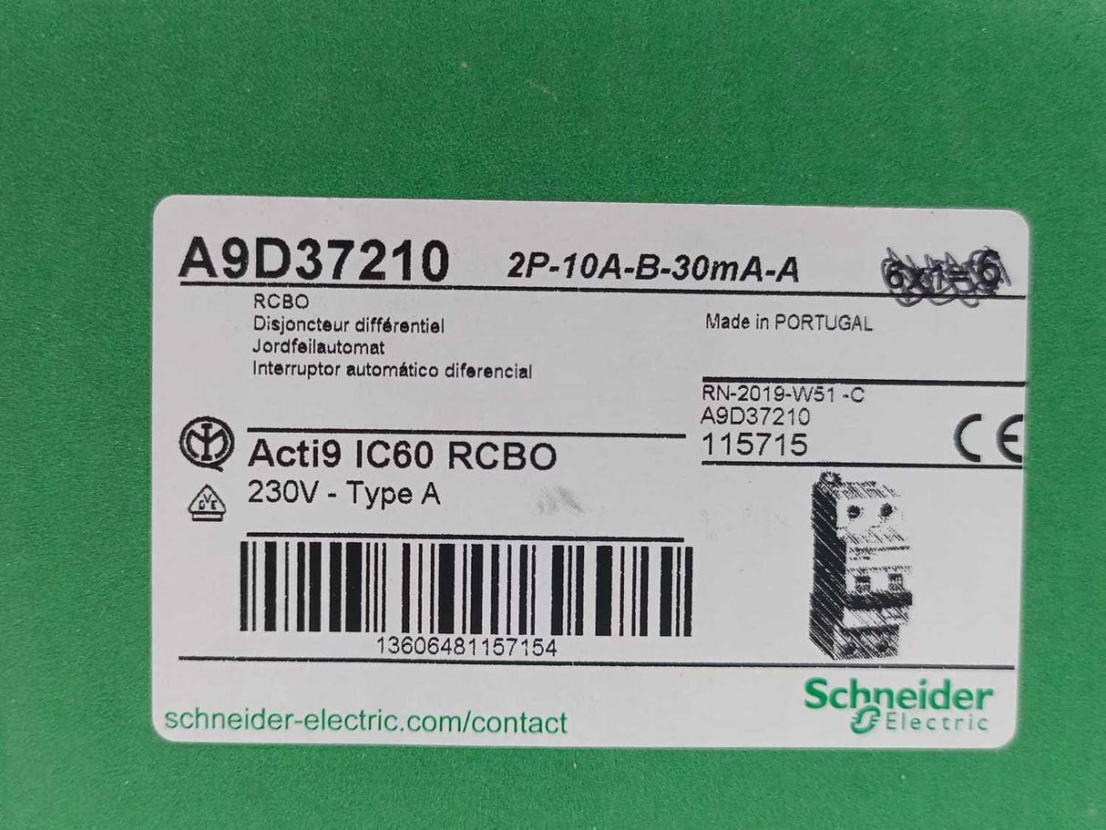 Schneider Electric A9D37210 Earth Leakage Circuit Breaker Batch 4. Pcs.