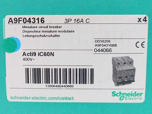 Schneider Electric A9F04316 Cicuit Breaker, iC60N C 16A Batch 4 Pcs.