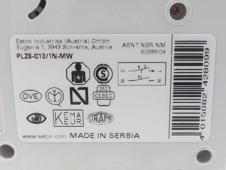 Eaton 242809 Over Current Switch PLZ6-C13/1N-MW Batch 5 Pcs.
