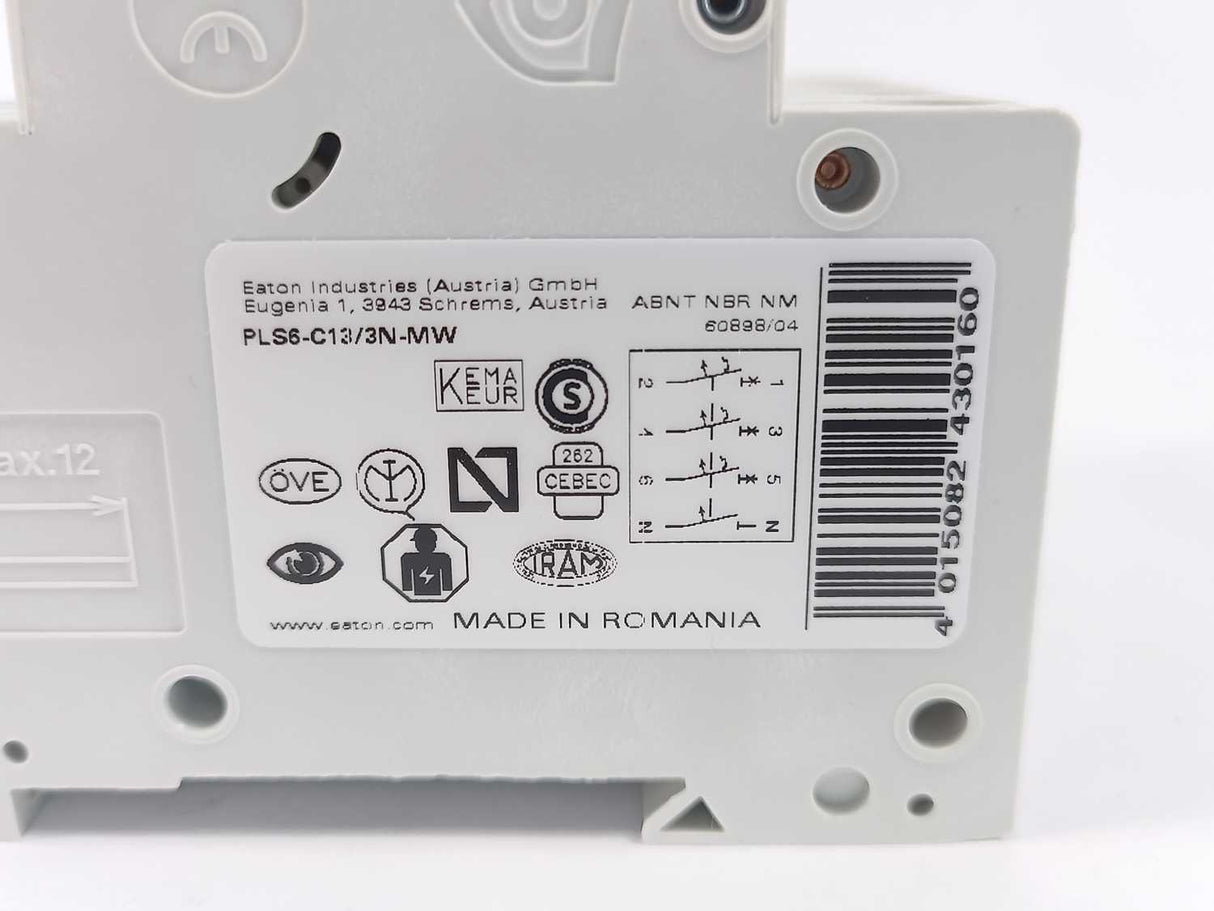 Eaton 243016 Miniatur Circuit breaker, 13A PLS6-C13/3N-MW Batch 5 Pcs.
