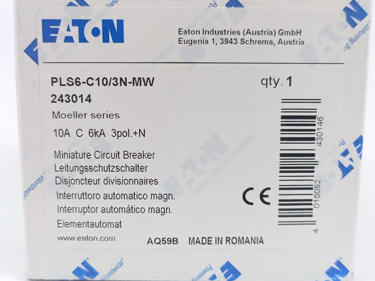 Eaton 243014 Miniature Circuit Breaker PLS6-C10/3N-MW, 7pcs.