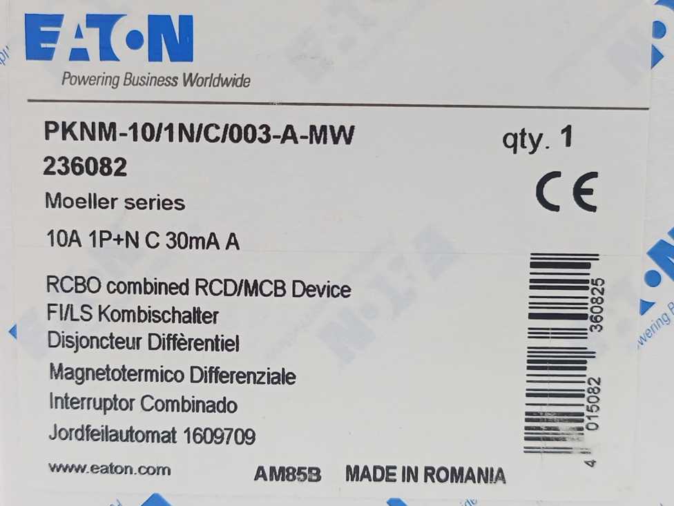 Eaton 236082 PKNM+10/1N/C/003-A-MW Circuit Breaker