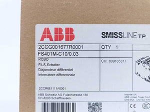 ABB 2CCG001677R0001 FS401M-C10/0.03 RCBO