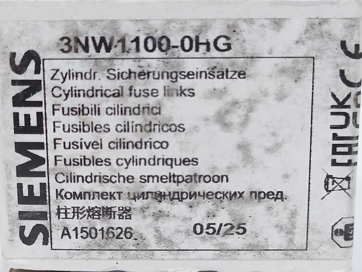 Siemens 3NW1100-0HG Cylindrical Fuse Link, Class CC, 10A, Time-Lag Batch 4pcs.