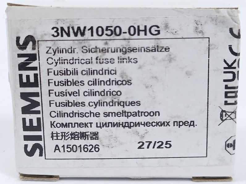 Siemens 3NW1050-0HG Cylindrical Fuse Links 8 Pcs.