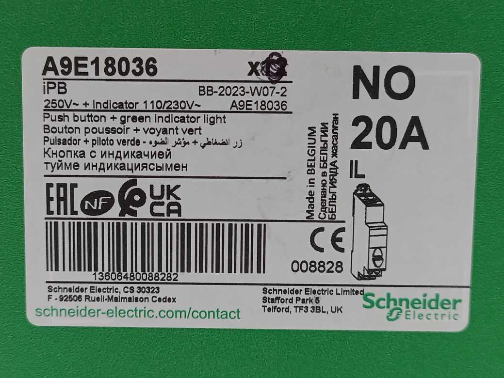 Schneider Electric A9E18036 iPB Push Button + Green Indicator Light Batch 10pcs.