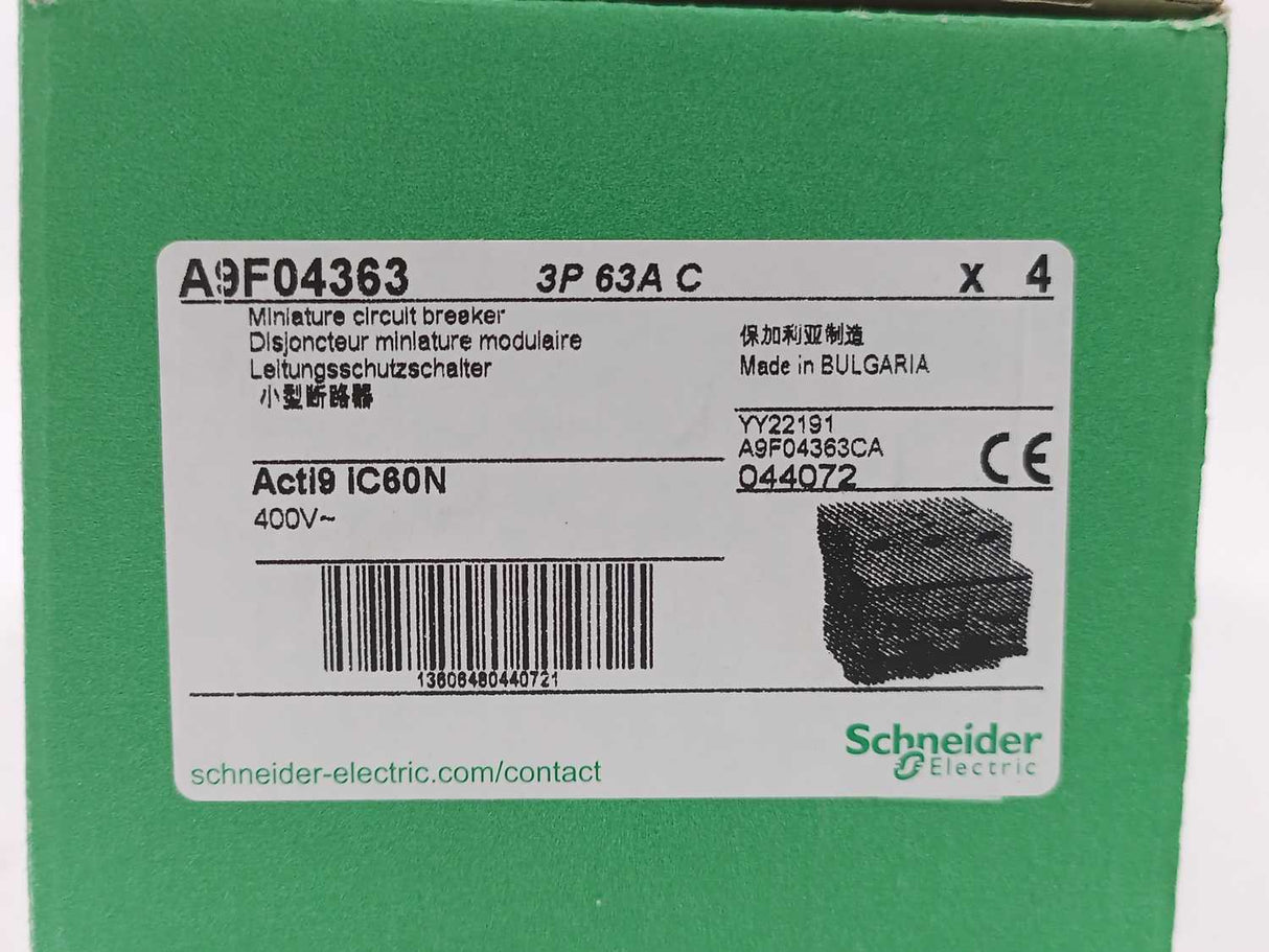 Schneider Electric A9F04363 Miniature Circuit Breaker Batch 4pcs.