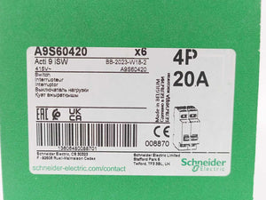 Schneider Electric A9S60420 Switch Interrupter Acti 9 iSW Batch 6pcs.