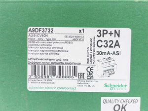 Schneider Electric A9DF3732 RCCB W/ Overcurrent Protection (RCBO) ACTI 9 iCV40N