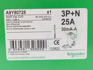 Schneider Electric A9Y80725 Add On Residual Current Device 3P+N 25A 30mA-A