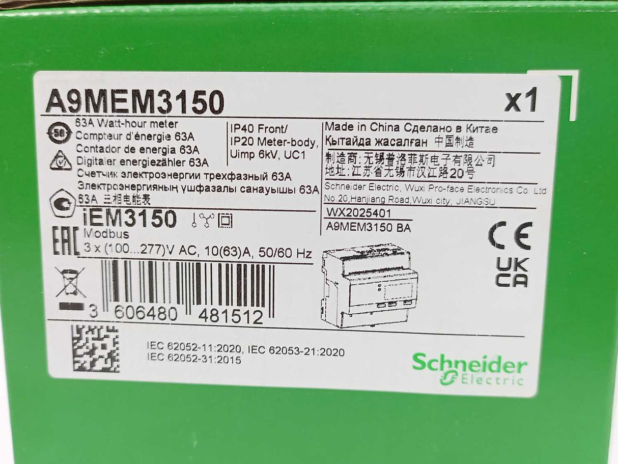 Schneider Electric A9MEM3150 iEM3150 63A Watt-hour Meter