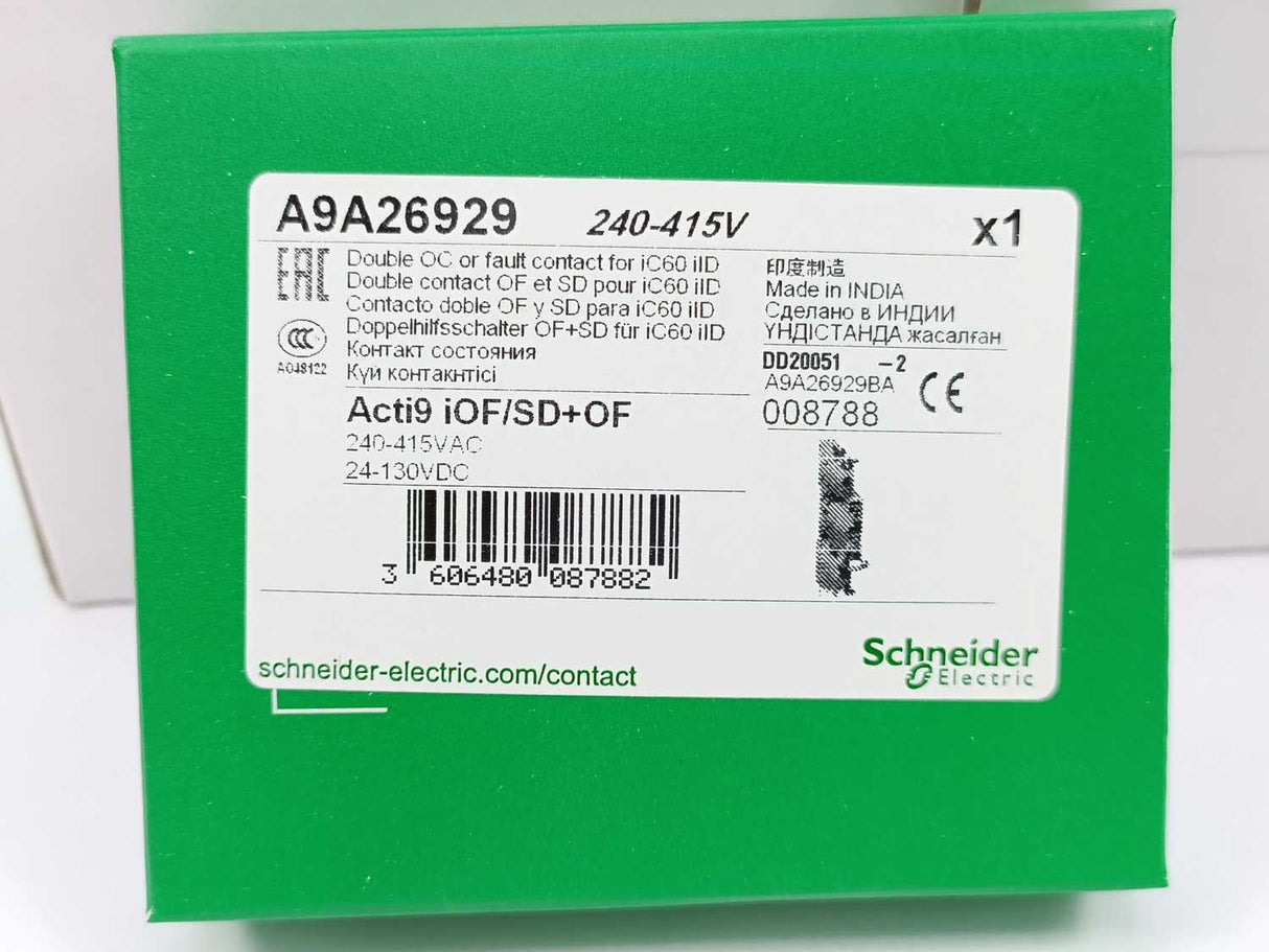 Schneider Electric A9A26929 Double OC or fault Contact for iC60 iID Batch 12 Pcs