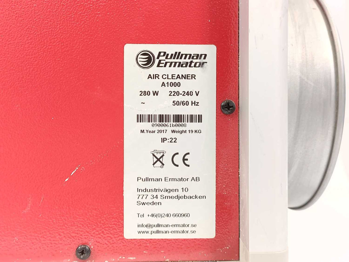 Pullman Ermator A1000 Air Cleaner 280W 220-240V 50/60Hz w/ 20 Filters