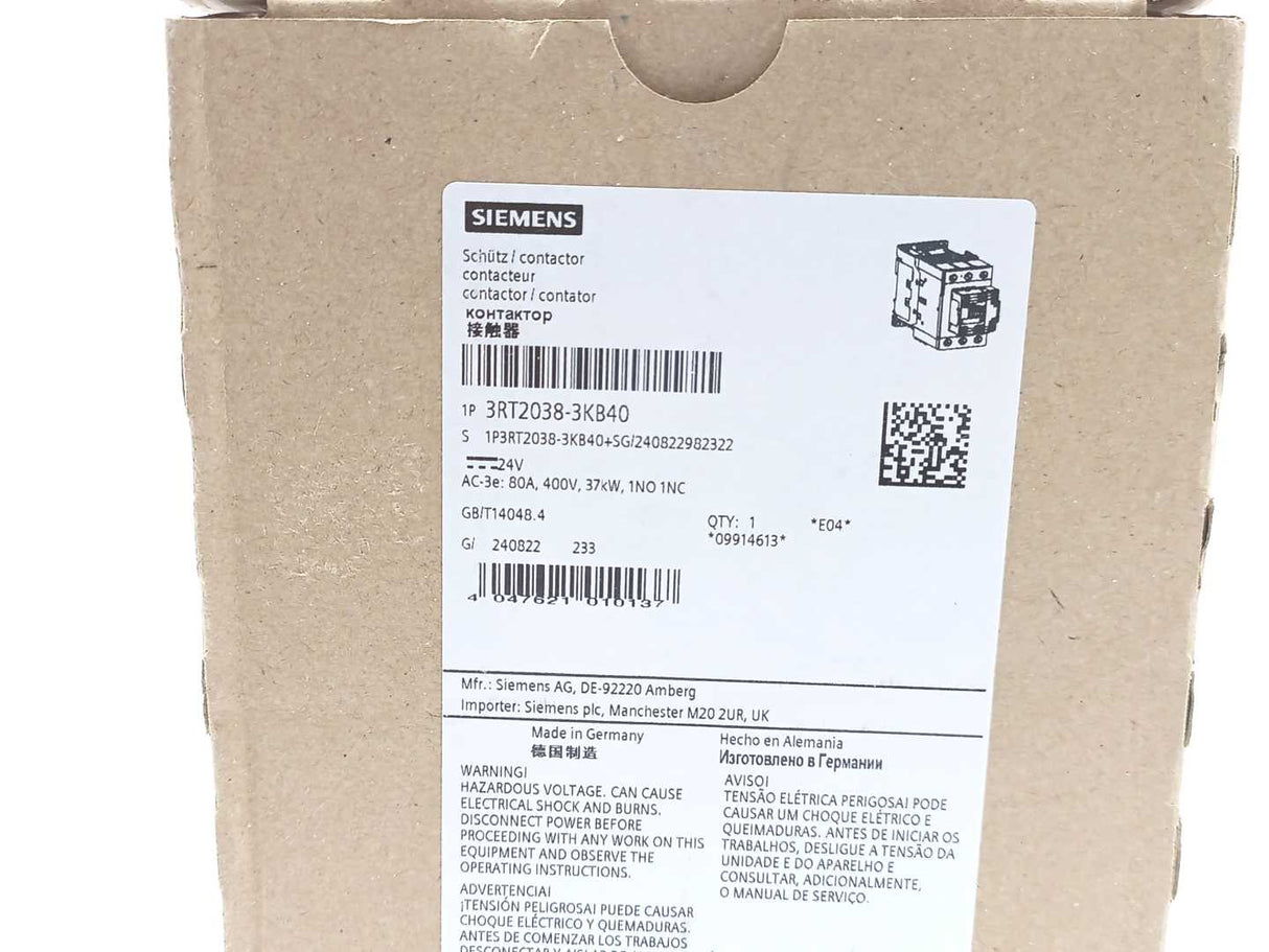 Siemens 3RT2038-3KB40 Contactor