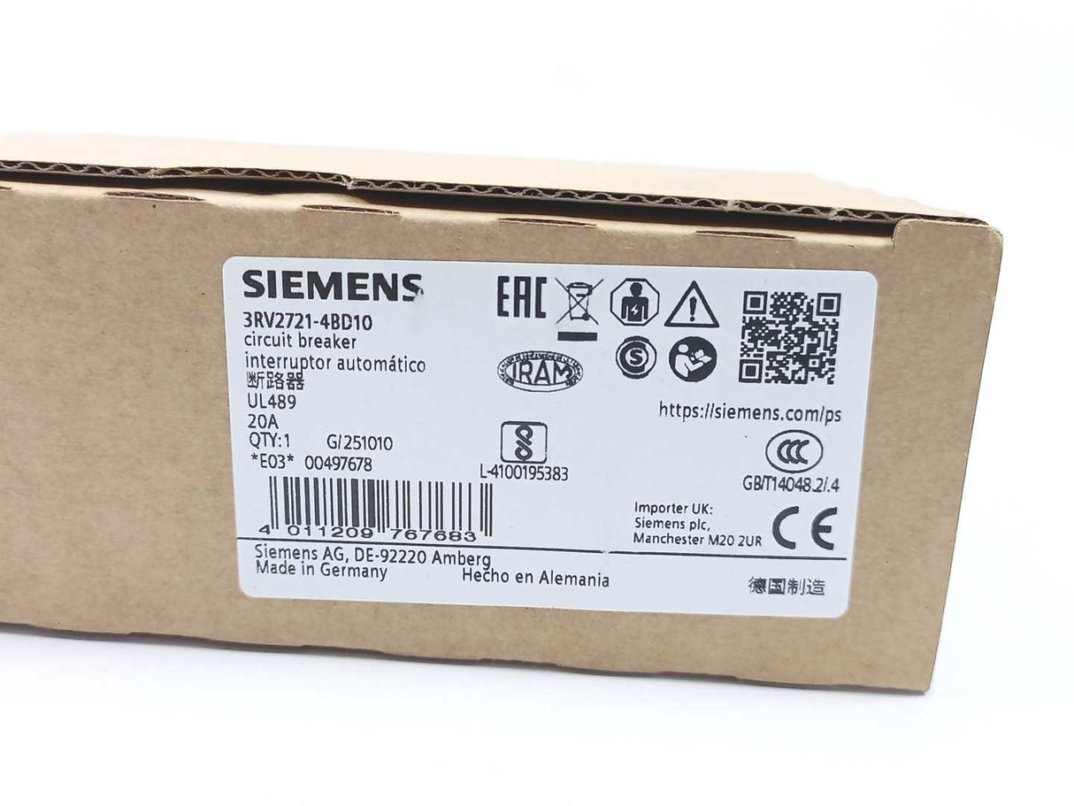Siemens 3RV2721-4BD10 Circuit Breaker