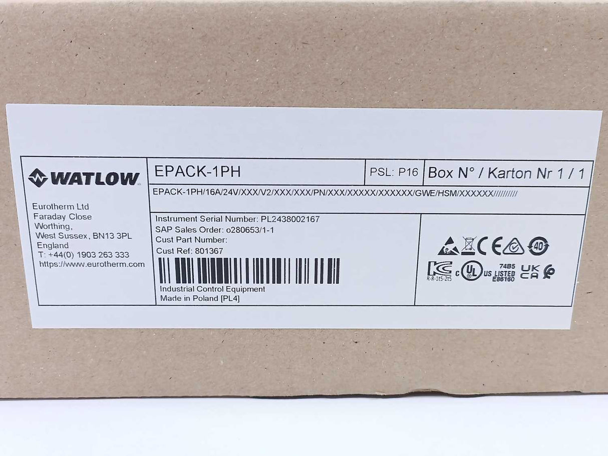 Watlow Controls EPACK-1PH Compact SCR Power Controller With: US141