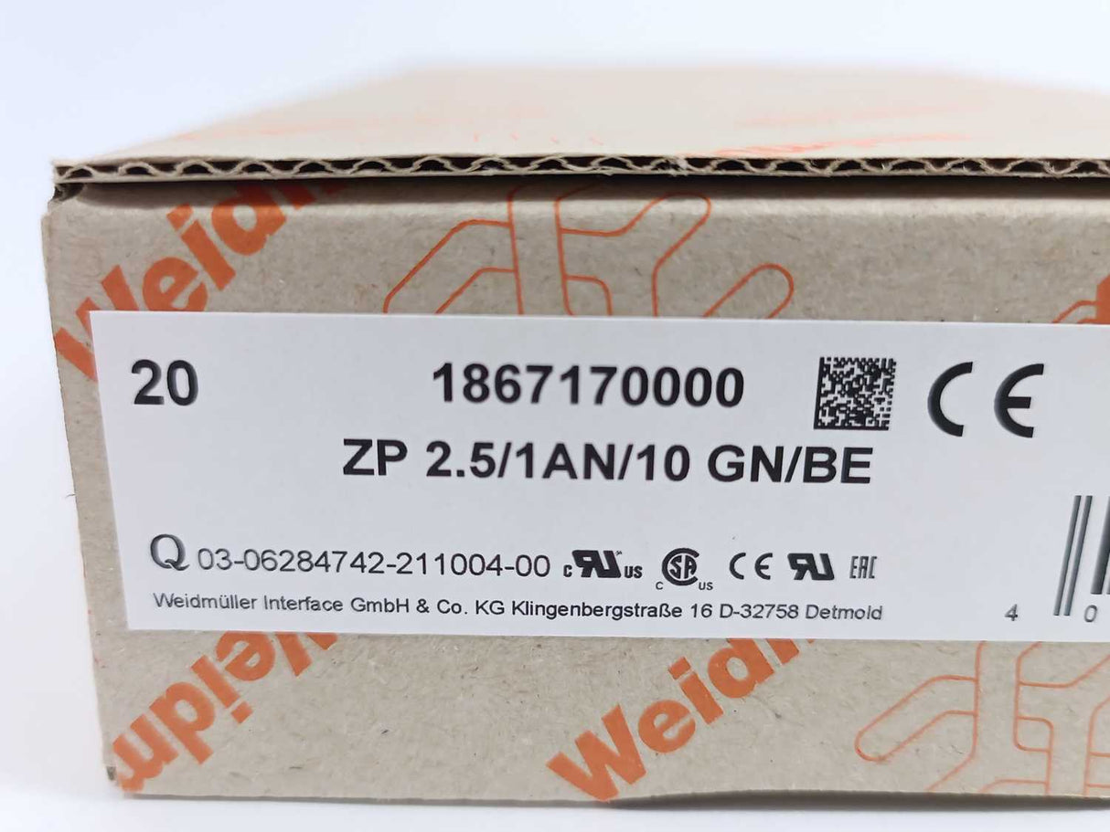 Weidmüller 1867170000 Z-series, Plug-in Connector, ZP 2.5/1AN/10 GN/BE