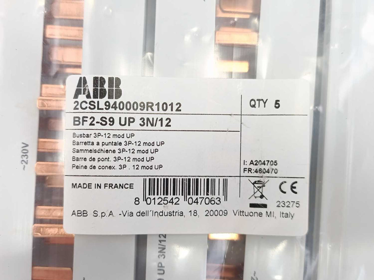 ABB  2CSL940009R1012 BF2-S9 UP 3N/12 Busbar. Batch 5 Pcs.