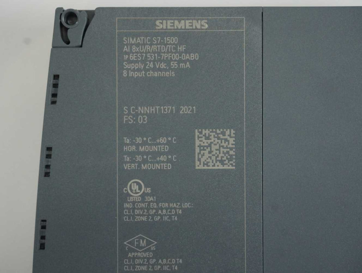 Siemens 6ES7 531-7PF00-0AB0 SIMATIC S7-1500 AI 8xU/R/RTD/TC HF