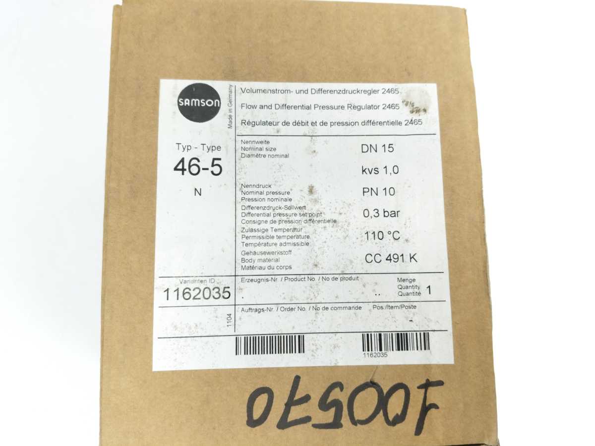 Samson 46-5N Differential Pressure And Flow Regulator DN15 PN10 2730