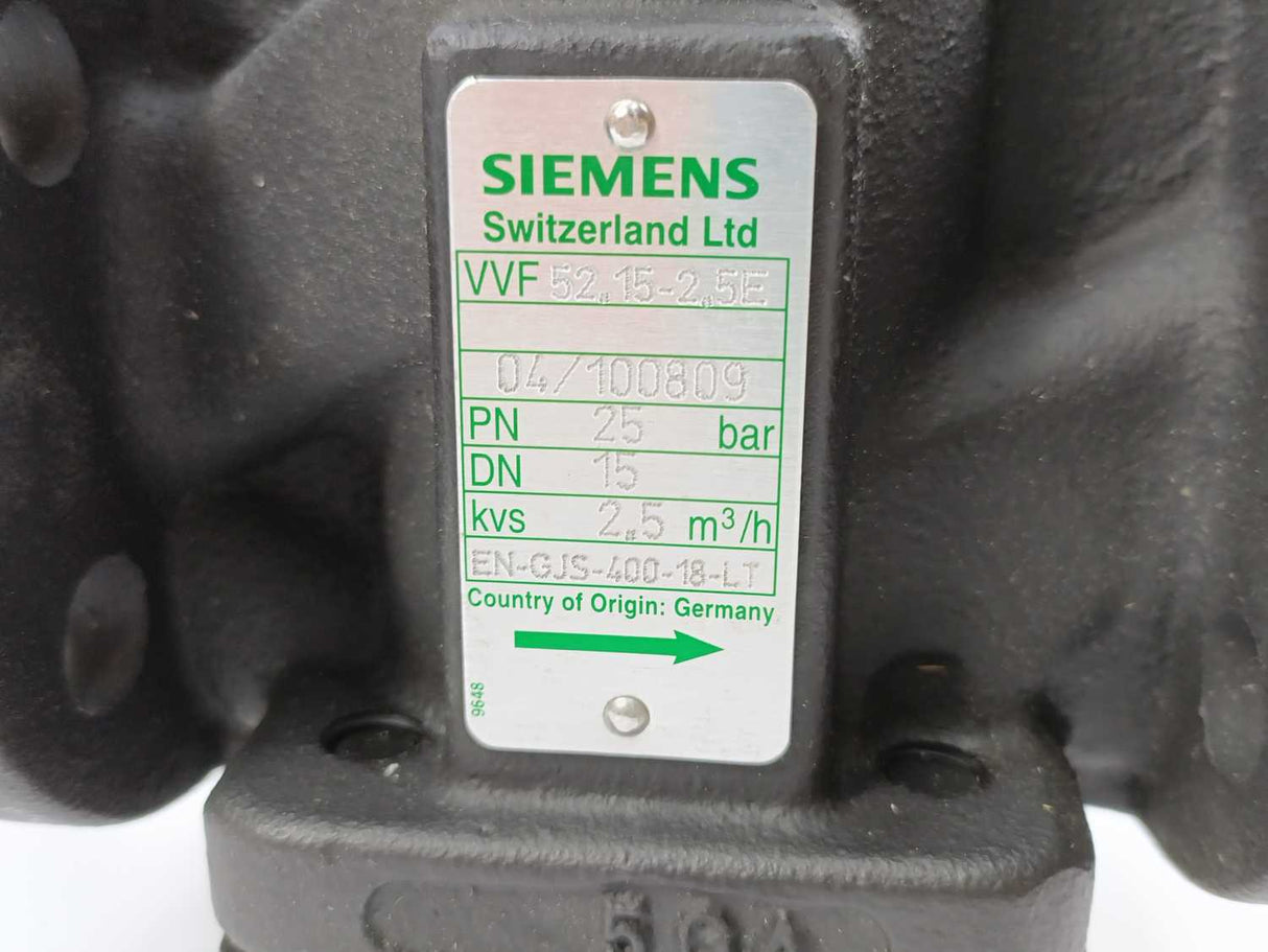 Siemens VVF52.15-2.5E 2-Port Seat Valve, Flanged DN 15 52.15-2.5E