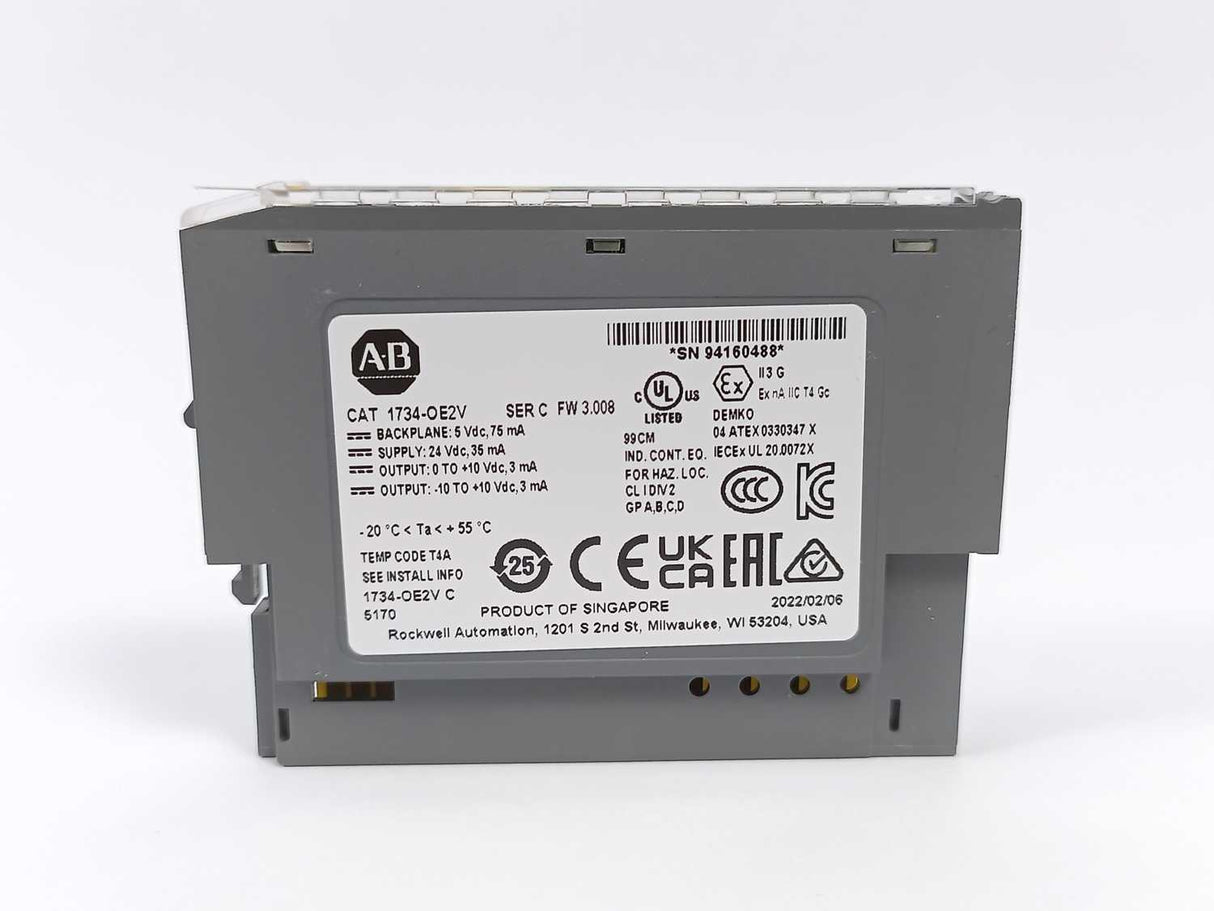 AB 1734-OE2V Ser. C, FW 3.008 POINT I/O 2 Point Analog Output Module w/ 1734-TOP