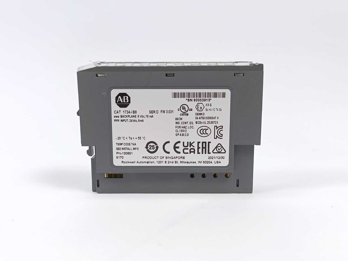 AB 1734-IB8 Ser. D, FW 3.031POINT I/O 8 Point Digital Input Module, w/ 1734-TOP