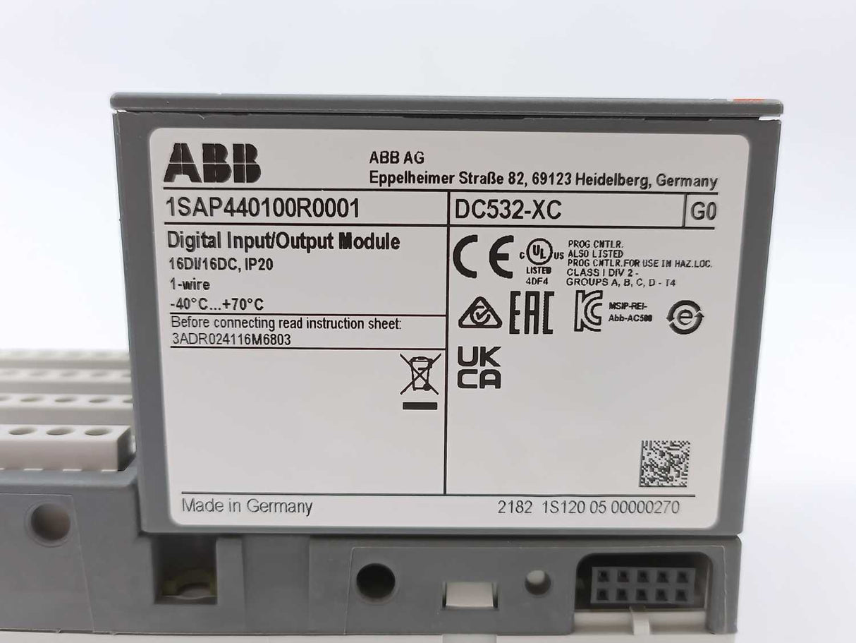 ABB 1SAP440100R0001 DC532-XC Digital I/O Module w/ 1SAP212200R0001