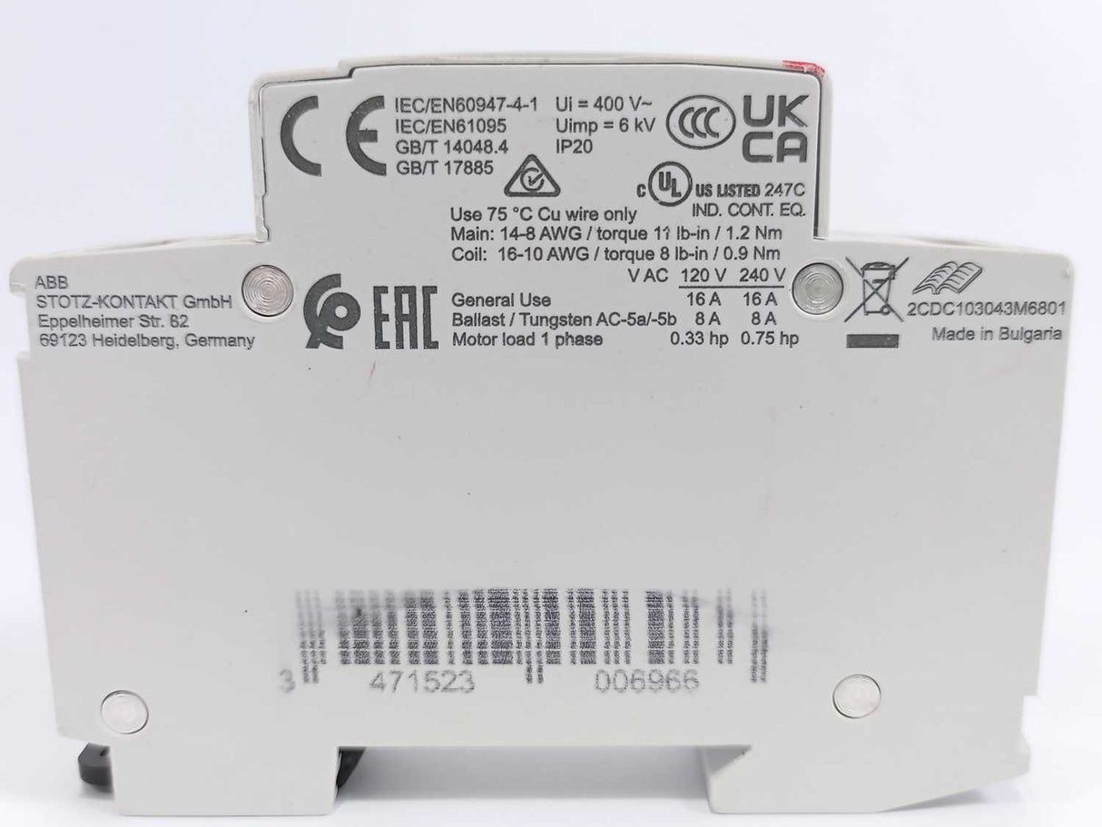 ABB ESB16-02N-01 Installation Contactor