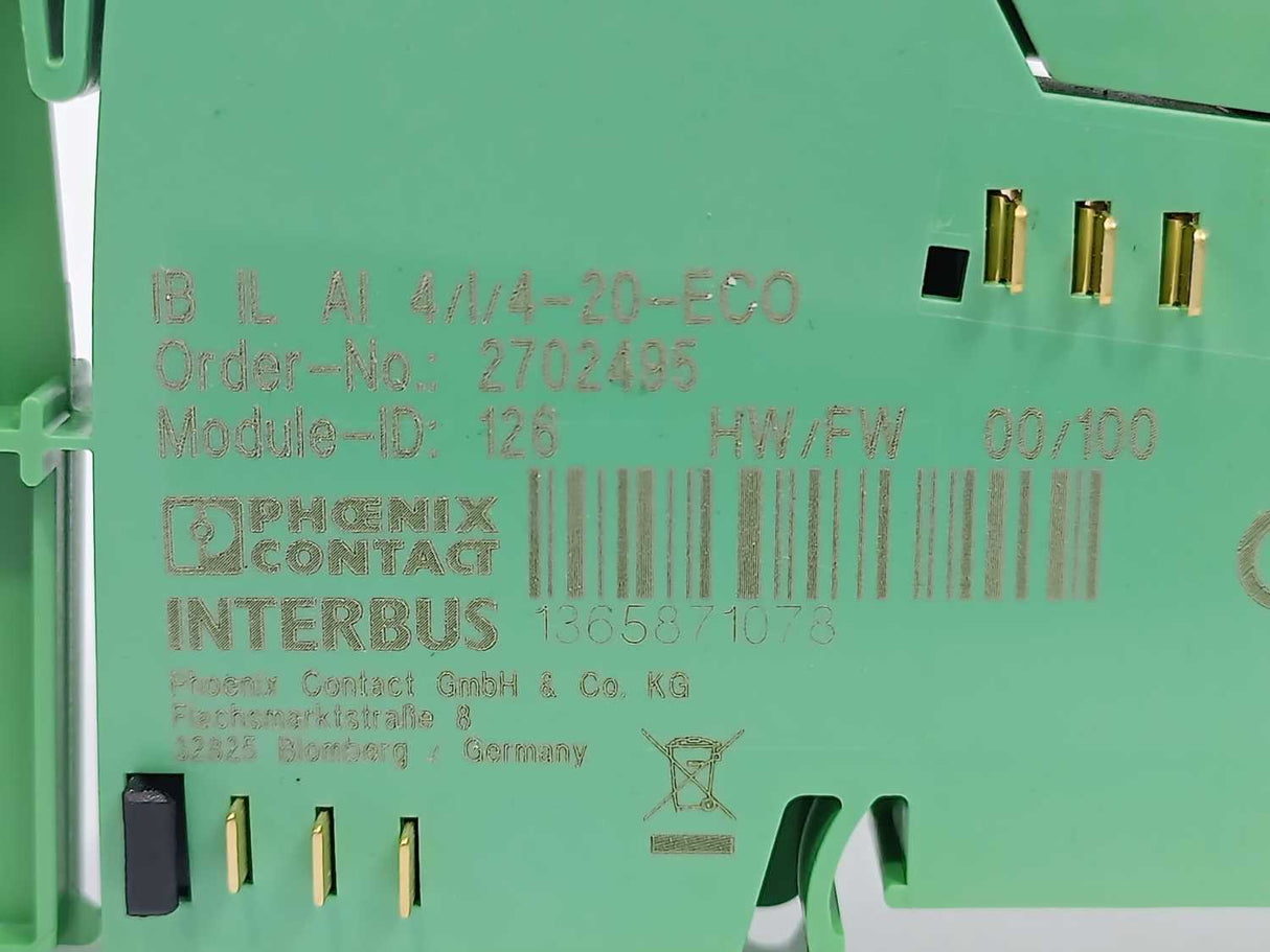 Phoenix Contact 2702495 IB IL AI 4/I/4-20-ECO Analog Module