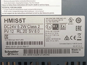Schneider Electric HMIS85 Touchscreen Display with HMIS5T Rear Panel