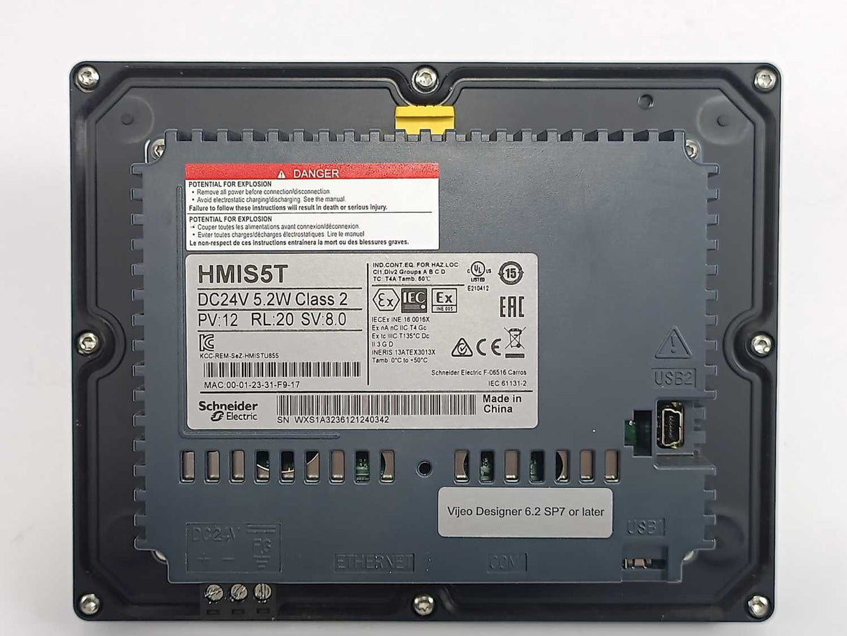 Schneider Electric HMIS85 Touchscreen Display with HMIS5T Rear Panel