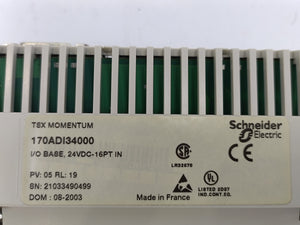 Schneider Electric 170ADI34000 TSX Momentum I/O Base, 24VDC-16PT OUT 0.5A